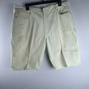 Akoo Empire Men Denim Shorts Standard Fit Size 42 Lime Green Casual Jeans Cotton